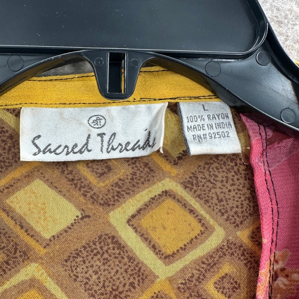 Sacred Threads Large Patchwork Button Chiffon Tun… - image 4